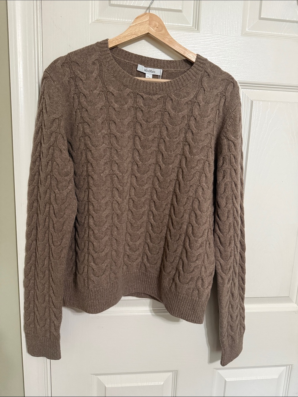 MaxMara Cashmere Aramis Cable Knit Crewneck Sweater $1295 NWT